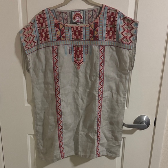 Johnny Was Dresses & Skirts - Johnny Was Ezra Embroidered Dress Tunic 100% Linen Shift Short Sleeve Size XL
